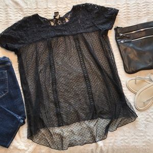 ❤️ EUC TORRID Polka Dot Sheer Top